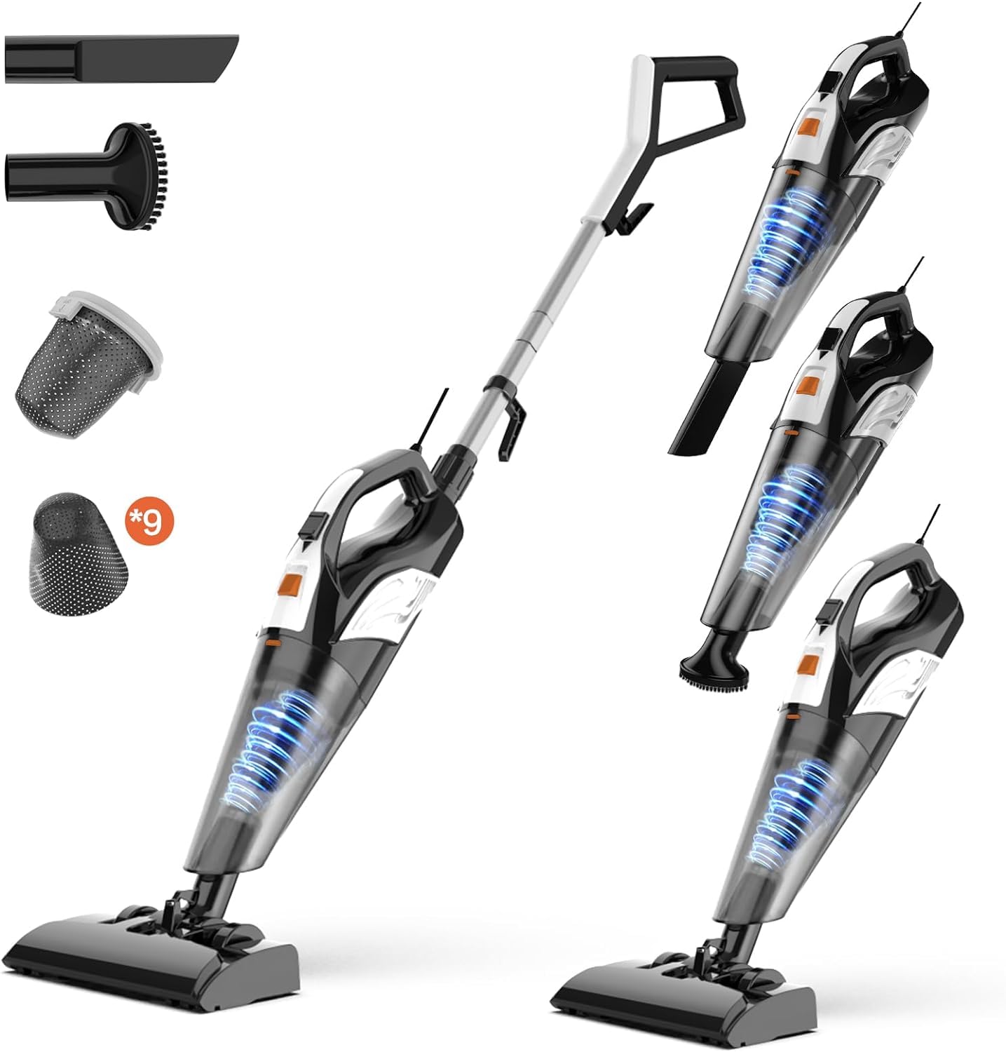 Hihhy Vacuum Cleaner, Stick Vacuum Corded, 4 In 1 Handheld Small Vacuum Cleaners For Home, Mini Vacuum Lightweight 20Kpa 600W Po